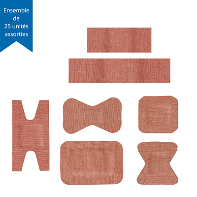 Pansements / Bandages adhésifs, stériles, de tailles assorties-Paquet de 25