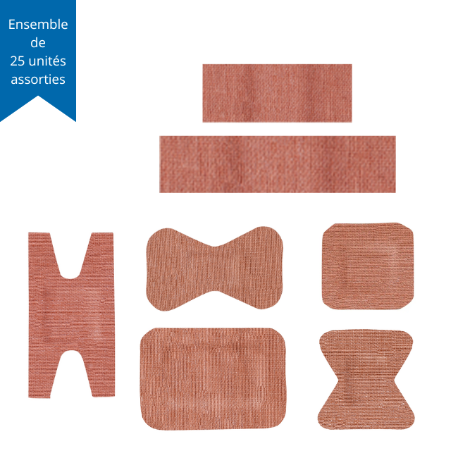 Pansements / Bandages adhésifs, stériles, de tailles assorties-Paquet de 25