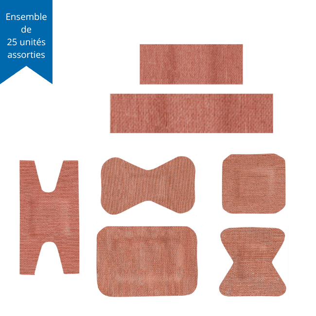 Pansements / Bandages adhésifs, stériles, de tailles assorties-Paquet de 25