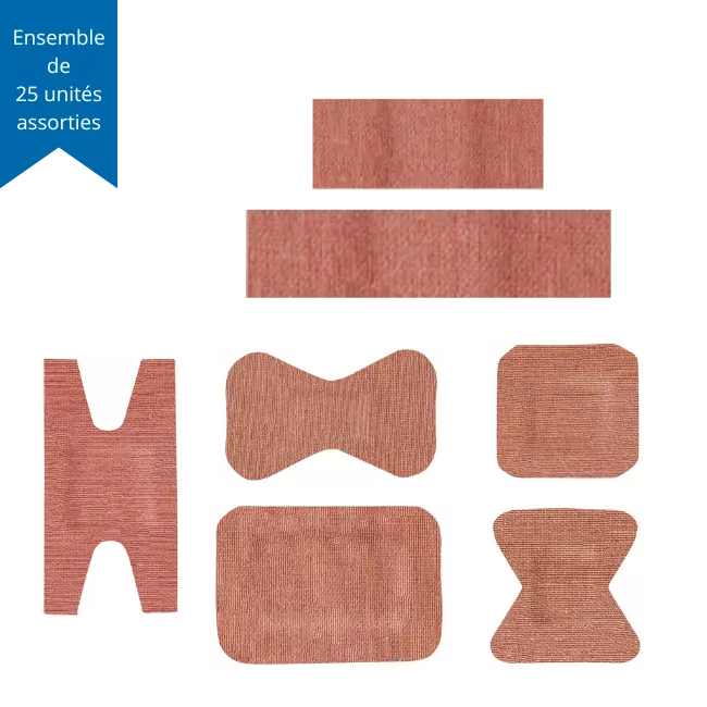Pansements / Bandages adhésifs, stériles, de tailles assorties-Paquet de 25