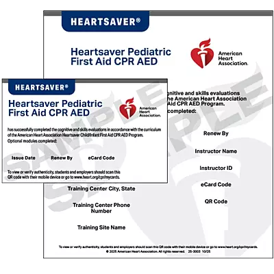 2025 Heartsaver Pediatric First Aid CPR AED eCard