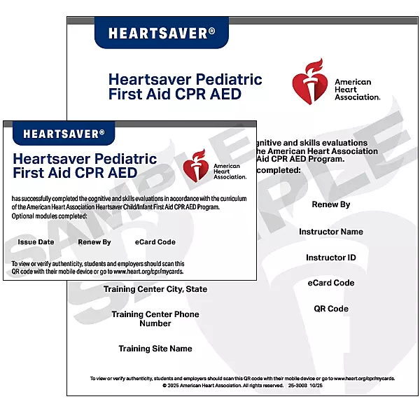2025 Heartsaver Pediatric First Aid CPR AED eCard