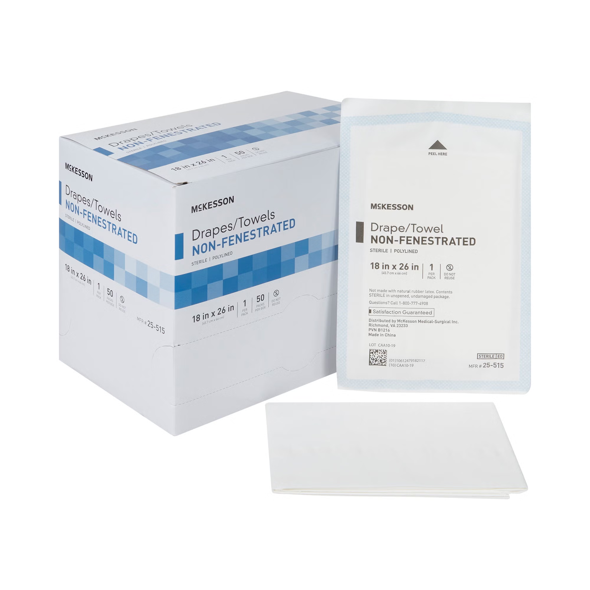McKesson Sterile Poly-Lined Towel Drape 18 x 26 in – BX/50