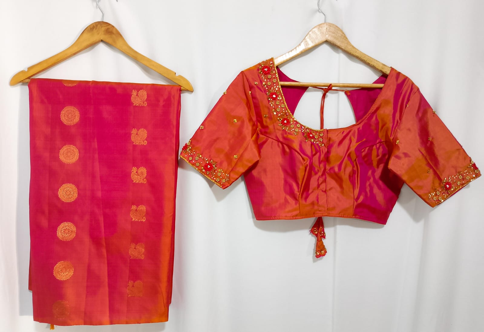 N580: Ready To Ship Beautiful Pure Kanchipattu Saree With Stitched Maggam Work Blouse N580: Ready To Ship Beautiful Pure Kanchipattu Saree With Stitched Maggam Work Blouse