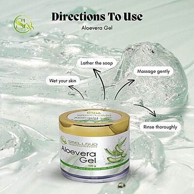 100% Organic Aloe Vera Gel For Face, With Natural Aloe Vera & Vitamin E For Skin And Hair 100 gm