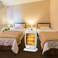 Portable Padmini Volcano 1200 Halogen Heater with a cool-touch body for safety. Portable Padmini Volcano 1200 Halogen Heater with a cool-touch body for safety.