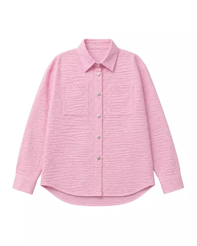 Women's Textured Oversized Button-Up Shirt
