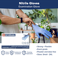 Blue Nitrile Examination Gloves 4 Mil, Powder Free, Latex Free - 10 BX/Case - 1,000/Case