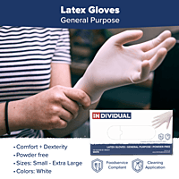 Latex Gloves, White, GP Powder Free 4 Mil, 10 BX/Case - 1,000/Case