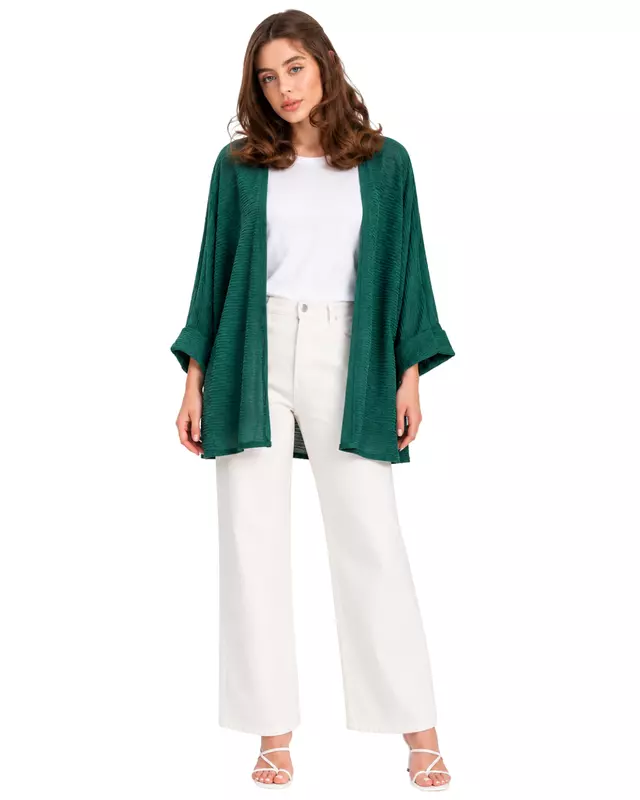 Women's Textured Open-Front Kimono Cardigan