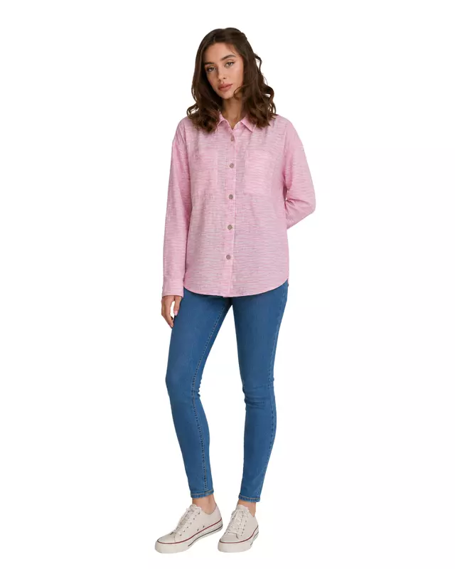 Women's Textured Oversized Button-Up Shirt