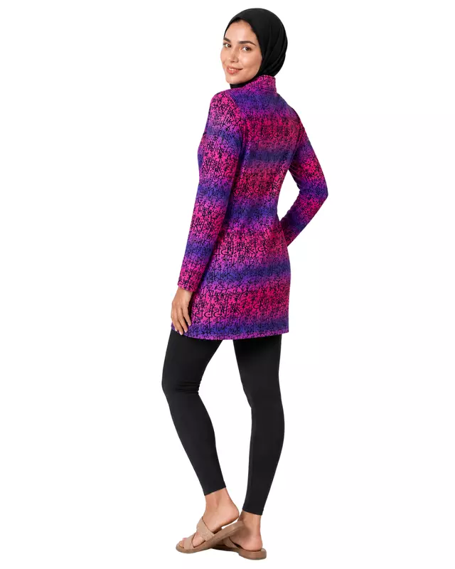 Women's Modest Burkini Swim Set – Pink & Purple Graffiti Print