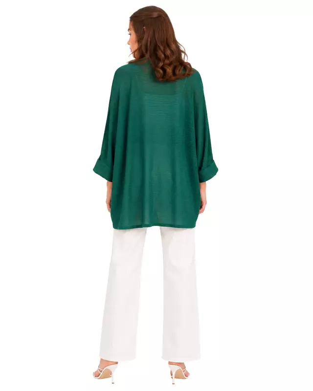 Women's Textured Open-Front Kimono Cardigan