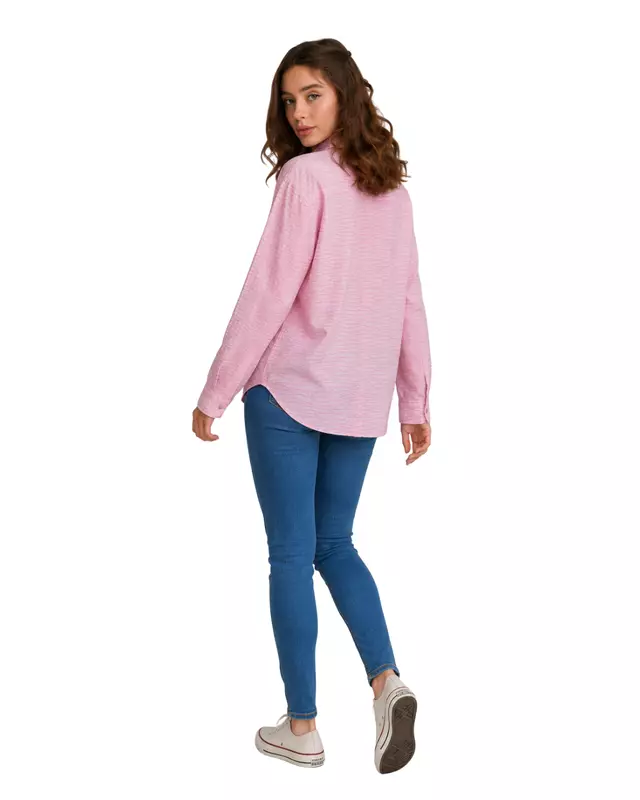 Women's Textured Oversized Button-Up Shirt
