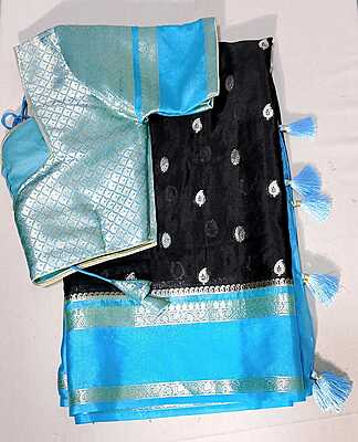 J408: Ready To Ship Beautiful Banarasi Warm Saree With Stitched Blouse
