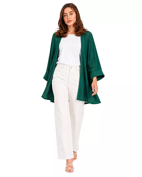 Women's Textured Open-Front Kimono Cardigan
