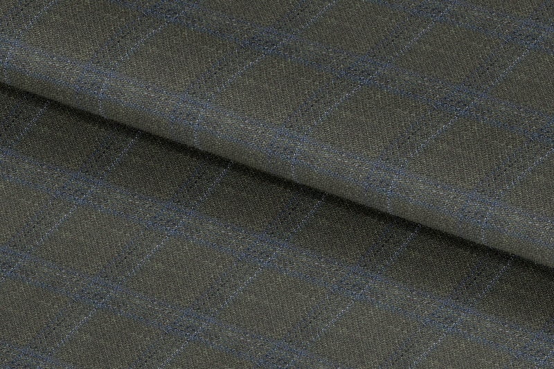 255132-MOSS GREEN WITH BLUE CHECK LINEN