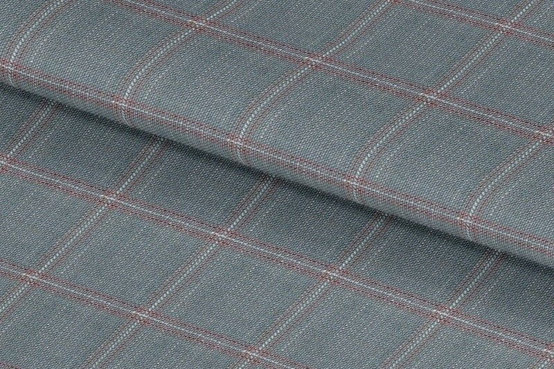 255169-OLD SAGE WITH ORANGE & SILVER CHECK LINEN