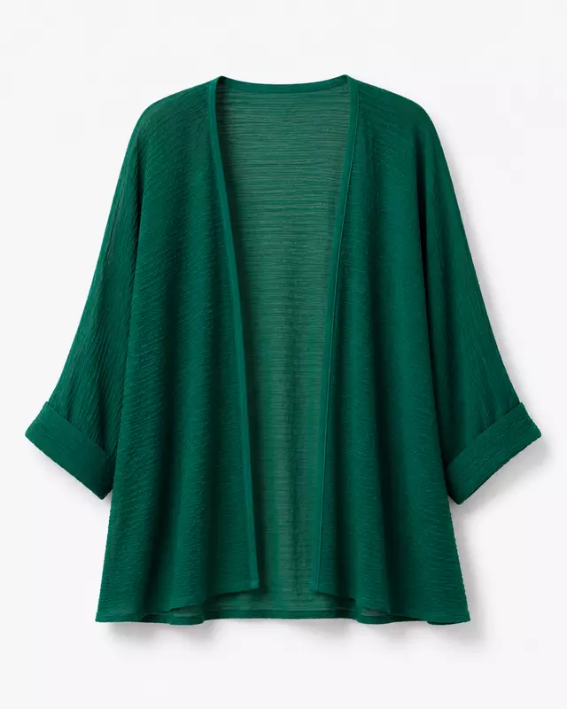 Women's Textured Open-Front Kimono Cardigan