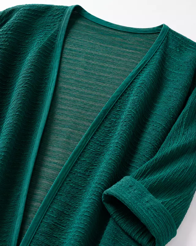Women's Textured Open-Front Kimono Cardigan