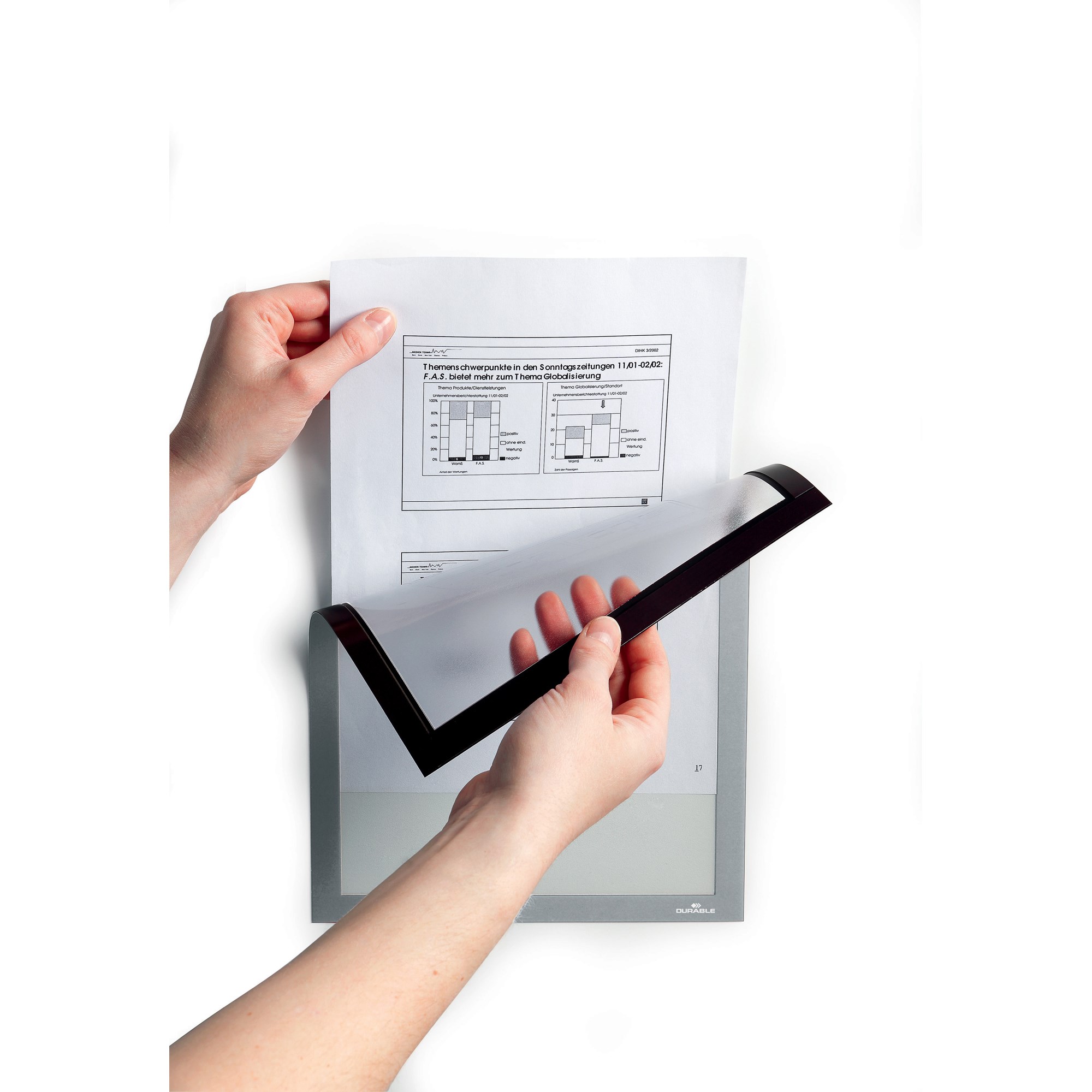 Durable Duraframe Magnetic Sign Holder A4 Silver Pack Of 5