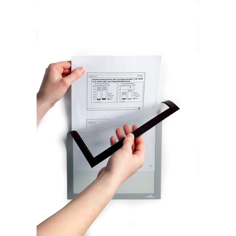 Durable Duraframe Magnetic Sign Holder A4 Silver Pack Of 5