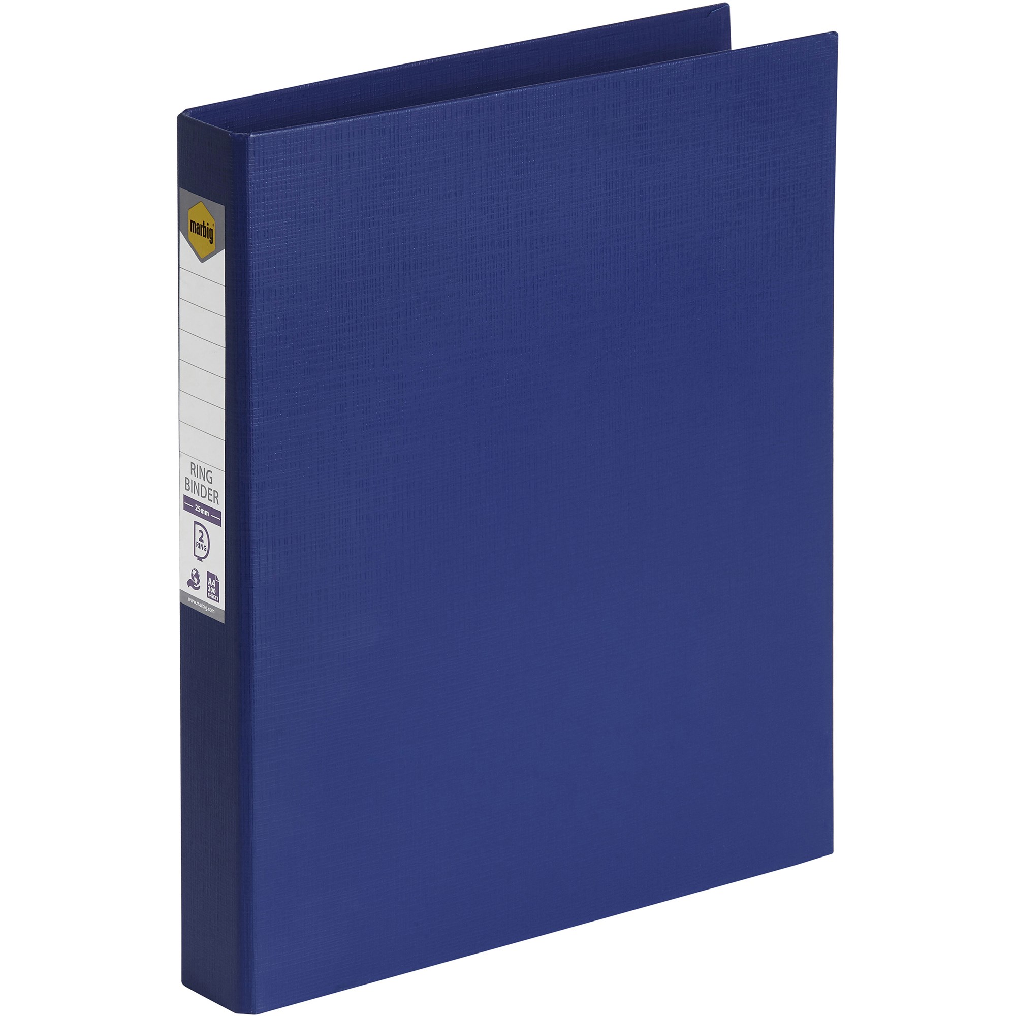 Marbig Linen PE Binder A4 2D Ring 25mm Blue
