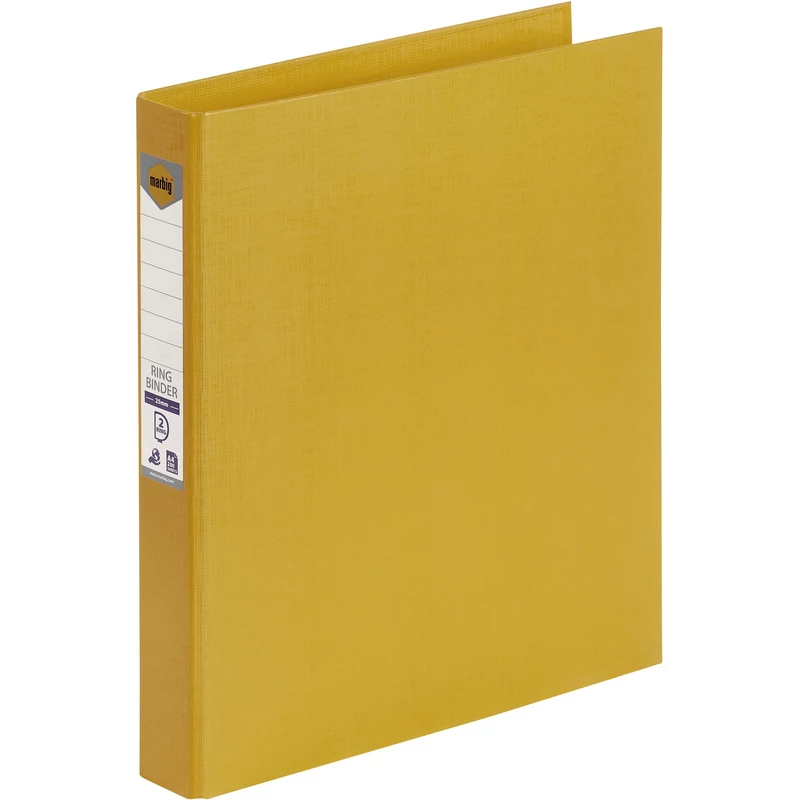 Marbig Linen PE Binder A4 2D Ring 25mm Yellow