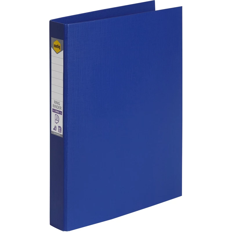 Marbig Linen PE Binder A4 3D Ring 25mm Blue