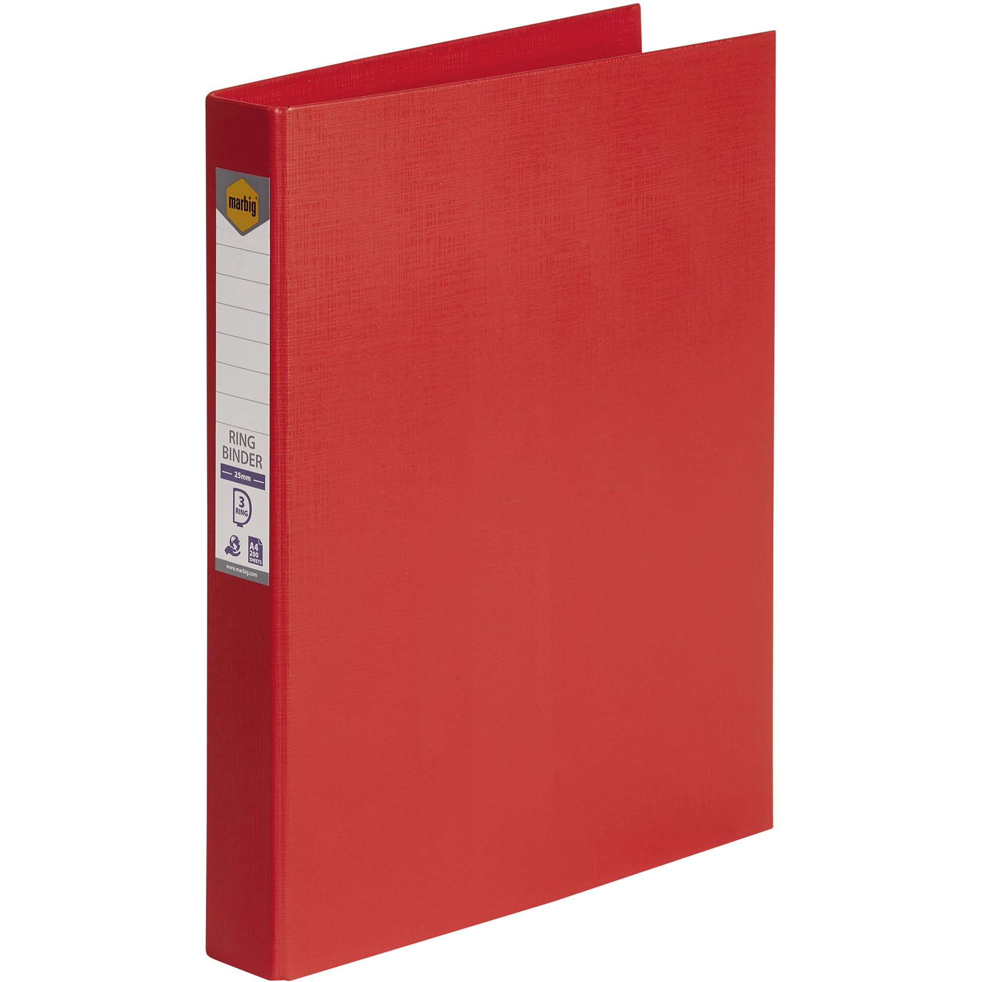 Marbig Linen PE Binder A4 3D Ring 25mm Red