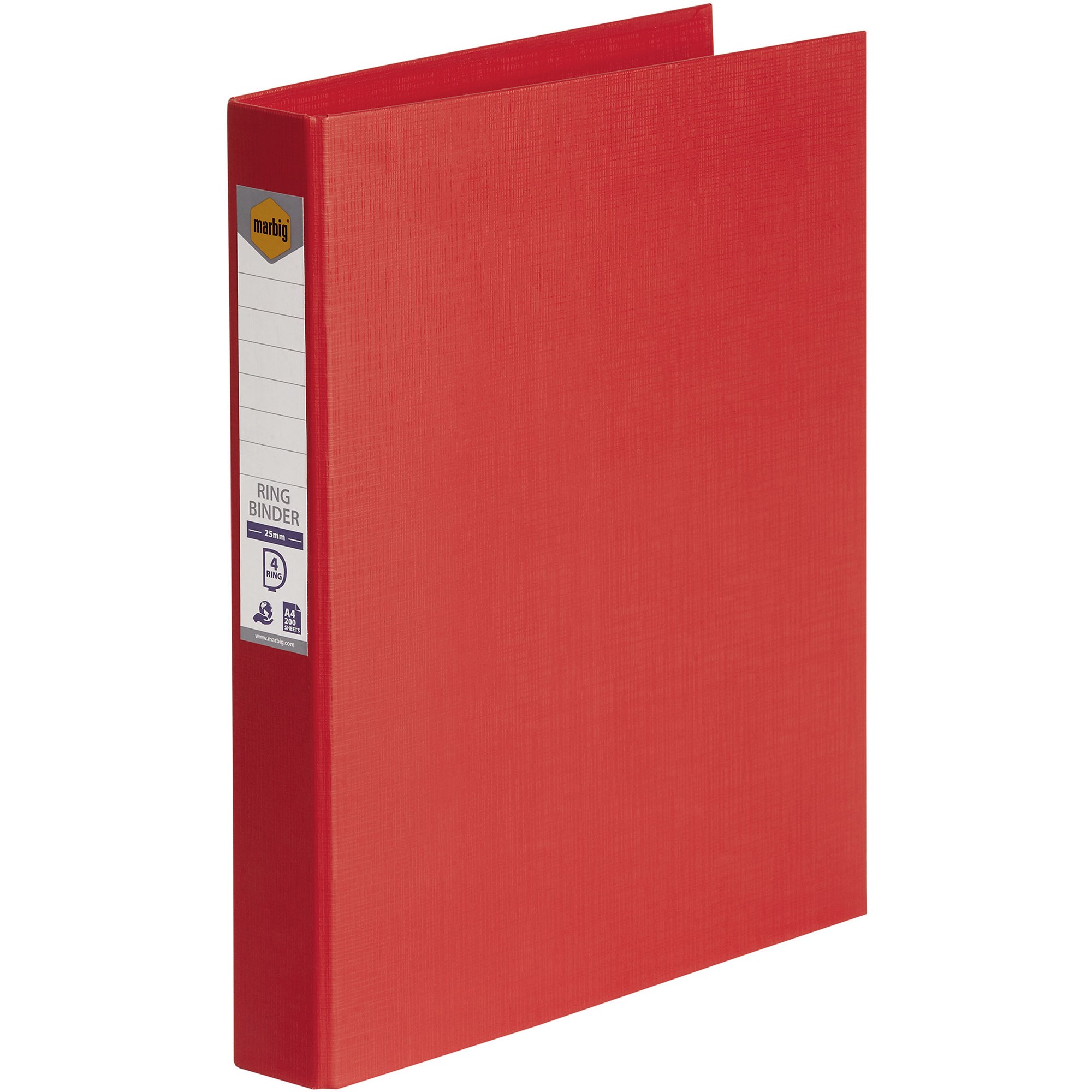 Marbig Linen PE Binder A4 4D Ring 25mm Red