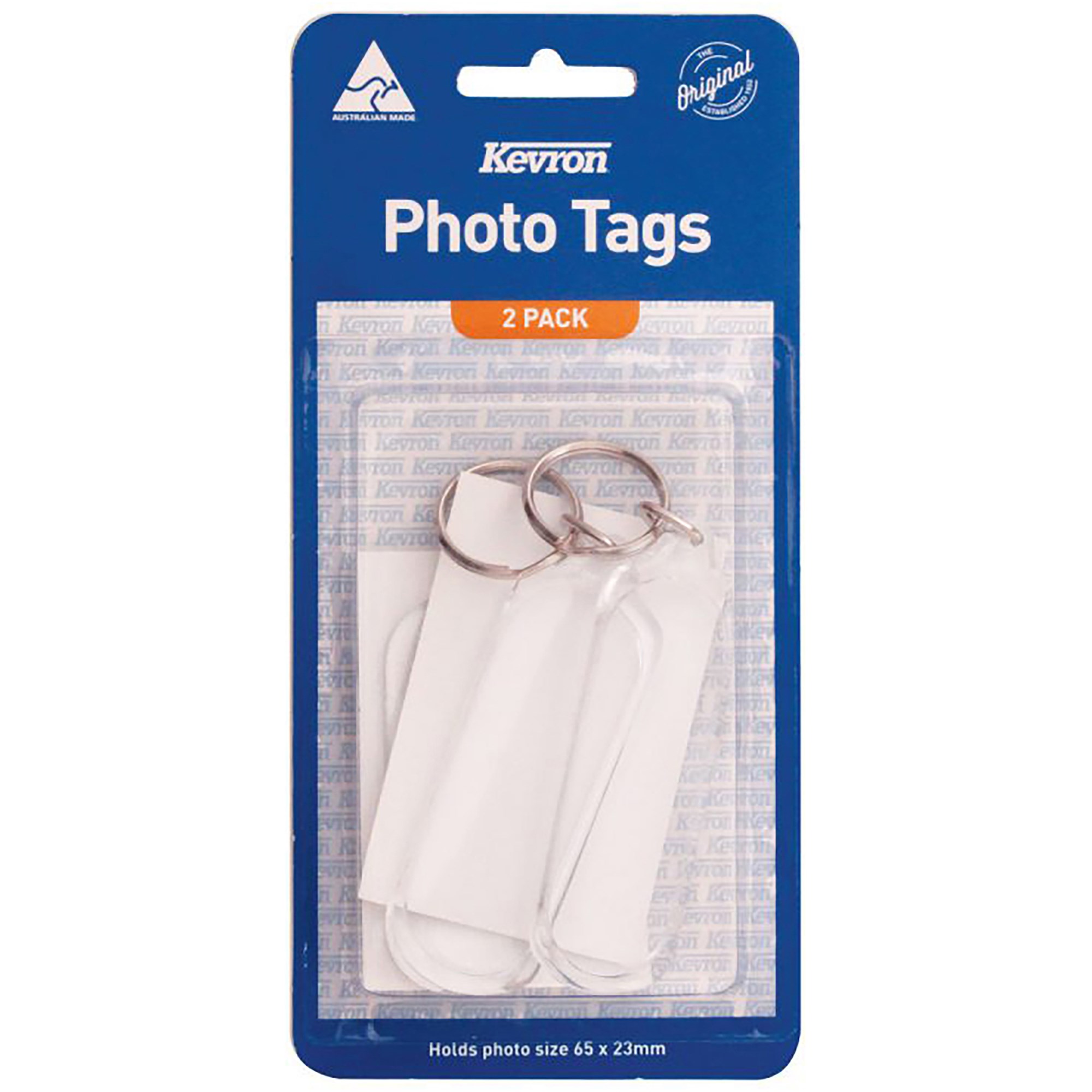 Kevron Long Oblong Acrylic Photo Key Tags Pack  Of 2 Clear