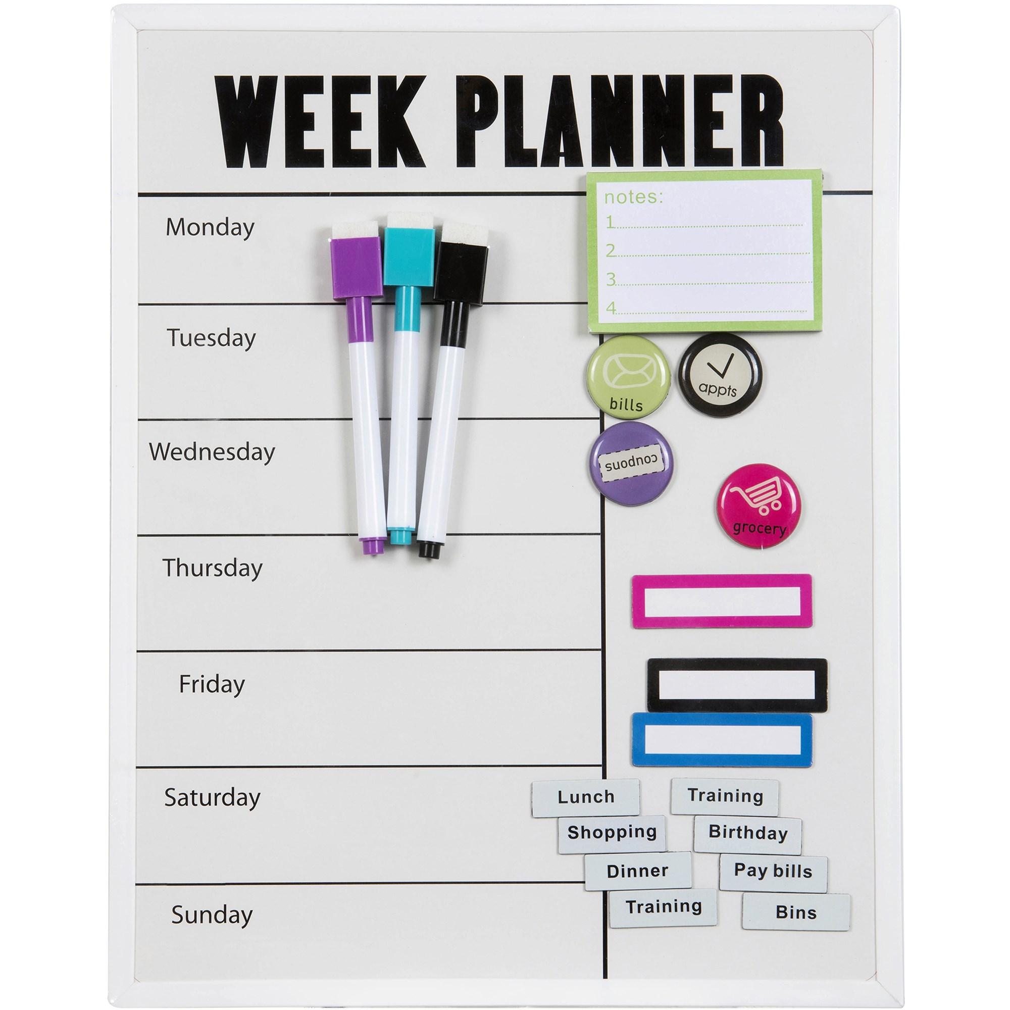 Quartet Magnetic Weekly  Planner Set 280 X 360mm White