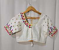 K0006: Ready To Ship Beautiful Half White Pattu Work Blouse
