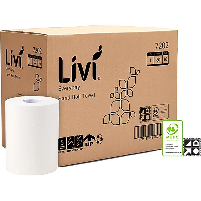 Livi Everyday Hand Towel Roll 1 Ply 80m Carton Of 16