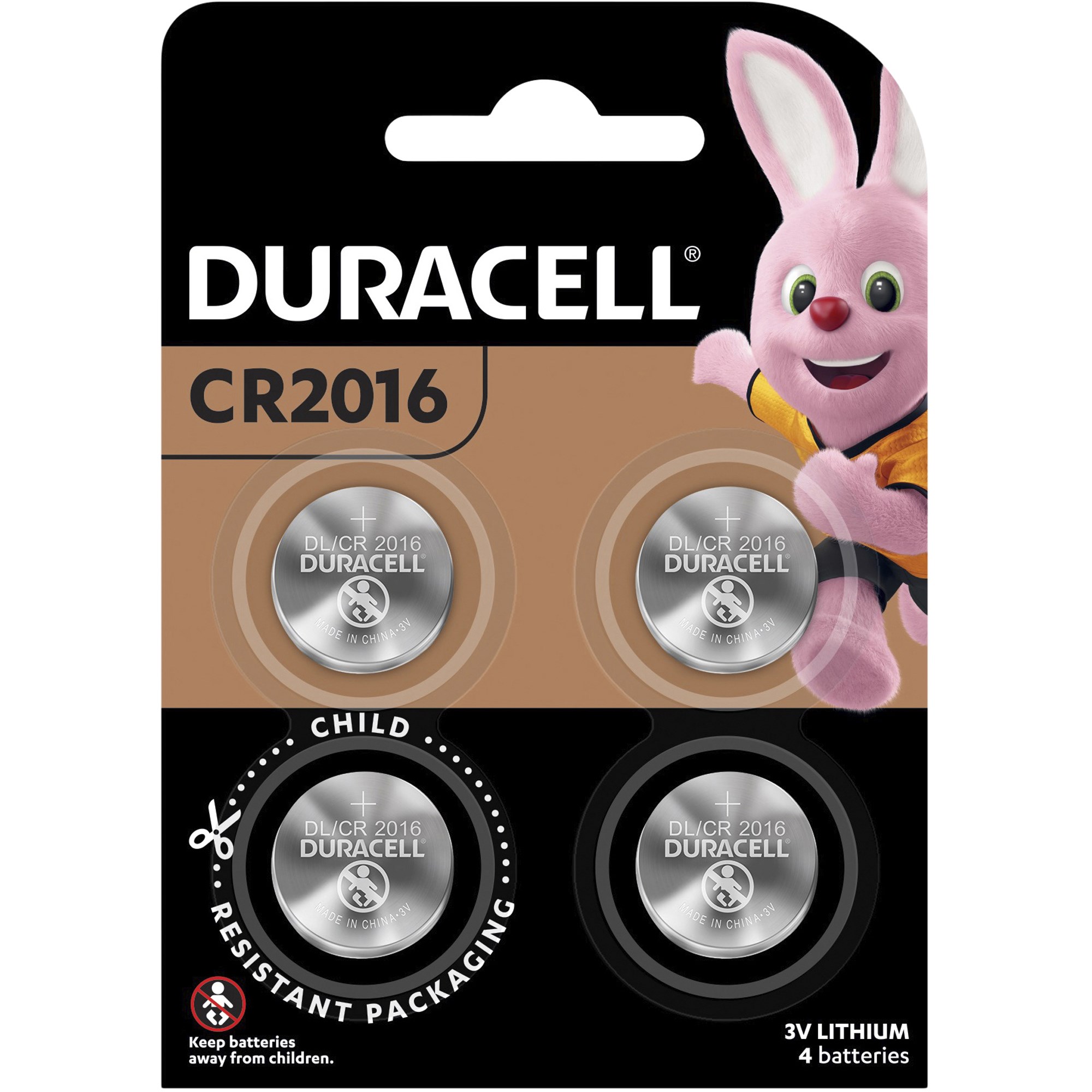 Duracell Speciality Lithium Button Battery 2016 Pack  Of 4