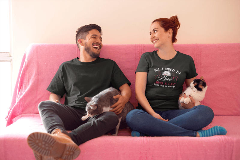 All I Need Is Love and a Cat T-Shirt – Cute Cat Lover Gift Tee