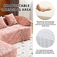 Pink L-Shape Chenille Sofa