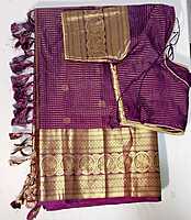 D187: Ready To Ship Beautiful  Kanchipattu Saree With Stitched Emboridery Work Blouse