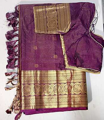 D187: Ready To Ship Beautiful  Kanchipattu Saree With Stitched Emboridery Work Blouse