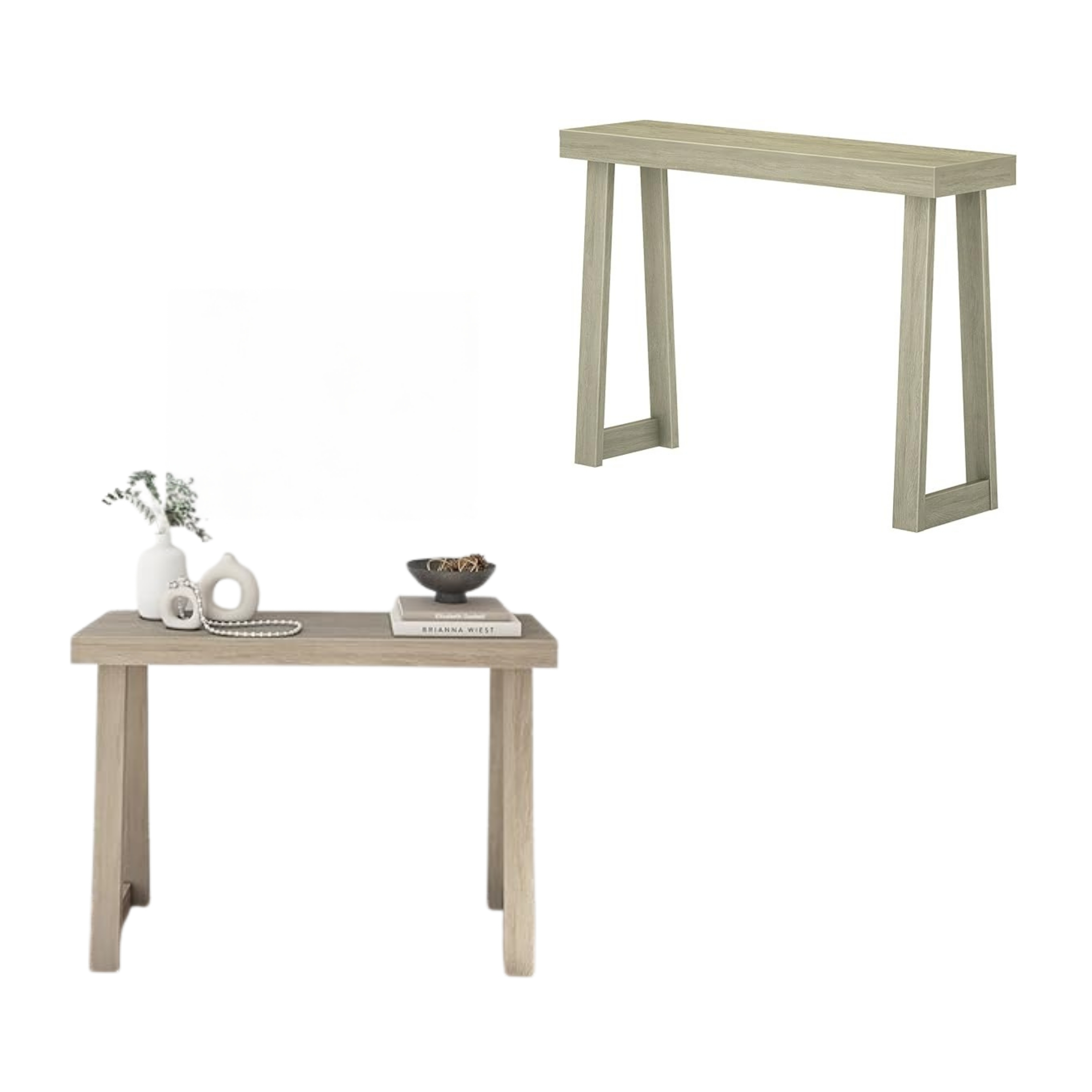 46.25" Solid Wood Console Table – Seashell Wirebrush Finish