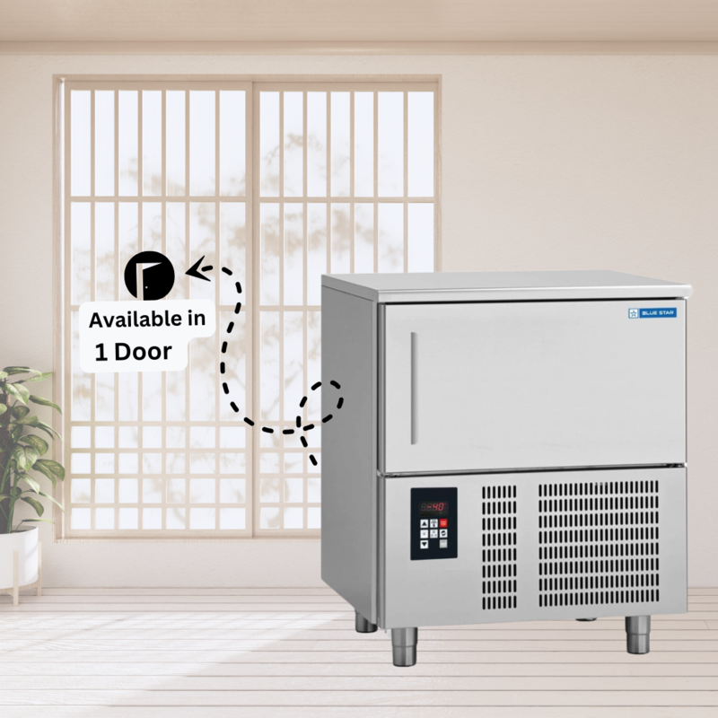 Durable stainless steel construction of a Blue Star BF05G Blast Freezer.