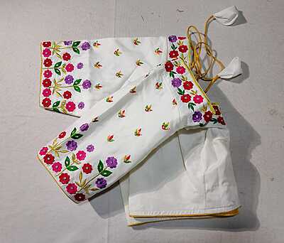 K0006: Ready To Ship Beautiful Half White Pattu Work Blouse