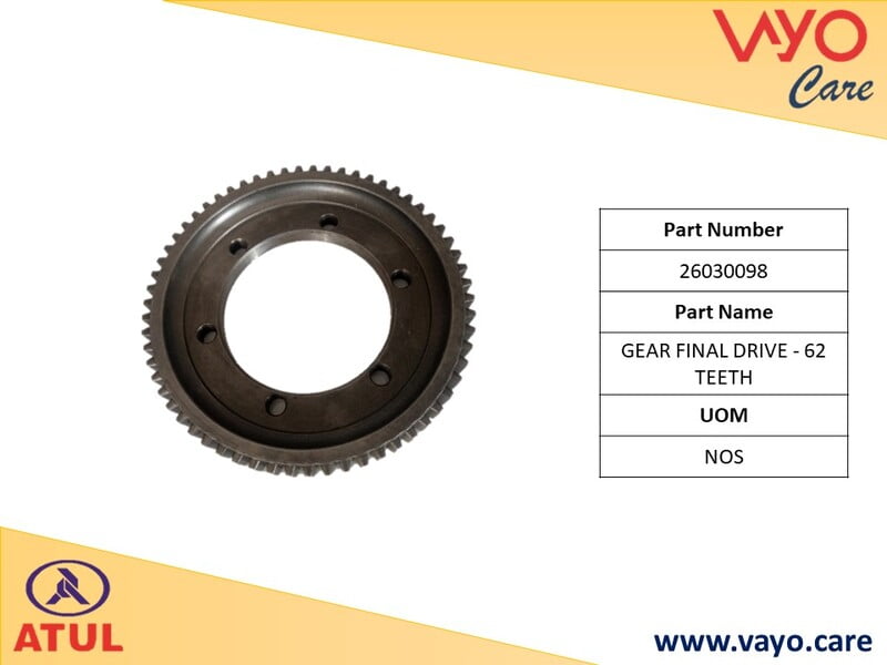 GEAR FINAL DRIVE - 62 TEETH - 26030098 - GEM CARGO