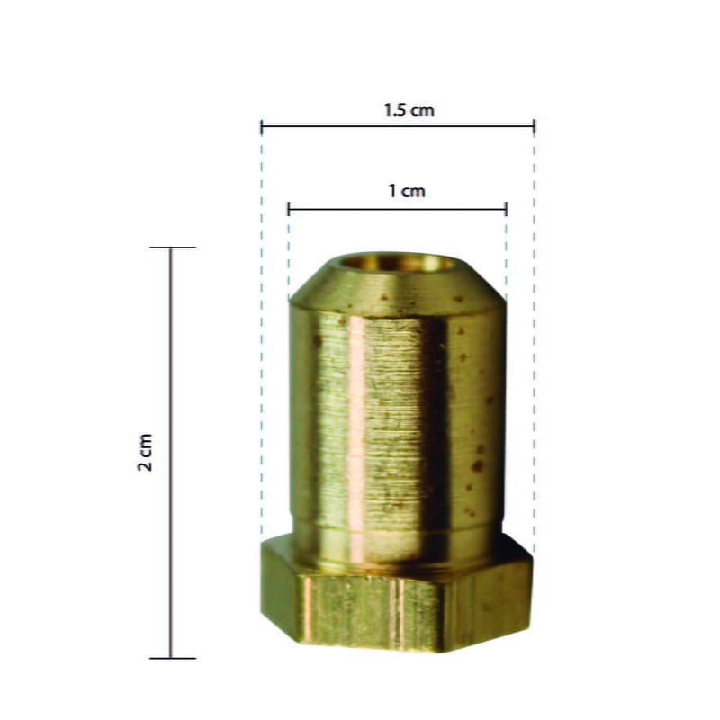 BOQUILLA ORIFICIO DE LATÓN PARA CAMPANA, 3/8 "-27 X 1/2" DE ALTO X # 50