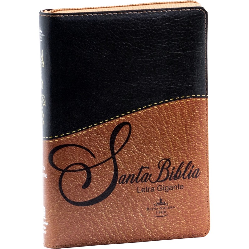 Santa Biblia Manual Letra Gigante Imitación Piel, Negro/Cafe