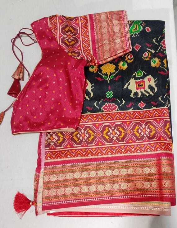 J135: Ready To Ship Beautiful Patola Saree With Stitched Blouse J135: Ready To Ship Beautiful Patola Saree With Stitched Blouse