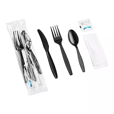 Plastic Cutlery Pack With Napkin and Salt / Pepper Packets 250/CT