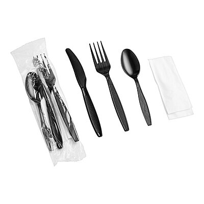 Plastic Cutlery Pack With Napkin Packets 250/CT