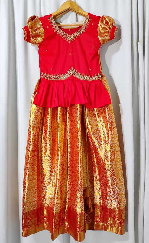 K015: Ready To Ship Beautiful Kids Designer Wear Kanchipattu Lehenga Set K015: Ready To Ship Beautiful Kids Designer Wear Kanchipattu Lehenga Set